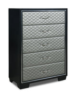 New Classic Furniture Luxor 5 Drawer Chest in Black/Silver