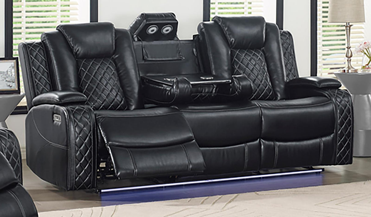 New Classic Furniture Orion Sofa with Dual Recliner in Black