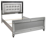 New Classic Furniture Valentino California King Upholstered Lighted Bed in Silver