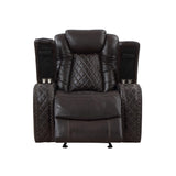 JOSHUA LEATHER GLIDER RECLINER - DK BROWN