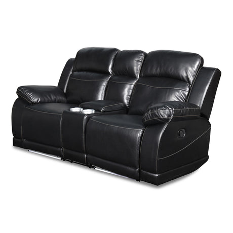 VEGA CONSOLE LOVESEAT - PREMIER BLACK - galleria furniture outlet