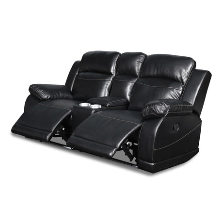 VEGA CONSOLE LOVESEAT - PREMIER BLACK - galleria furniture outlet
