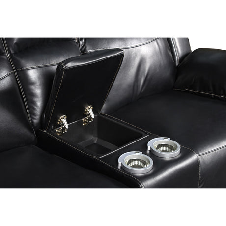 VEGA CONSOLE LOVESEAT - PREMIER BLACK - galleria furniture outlet