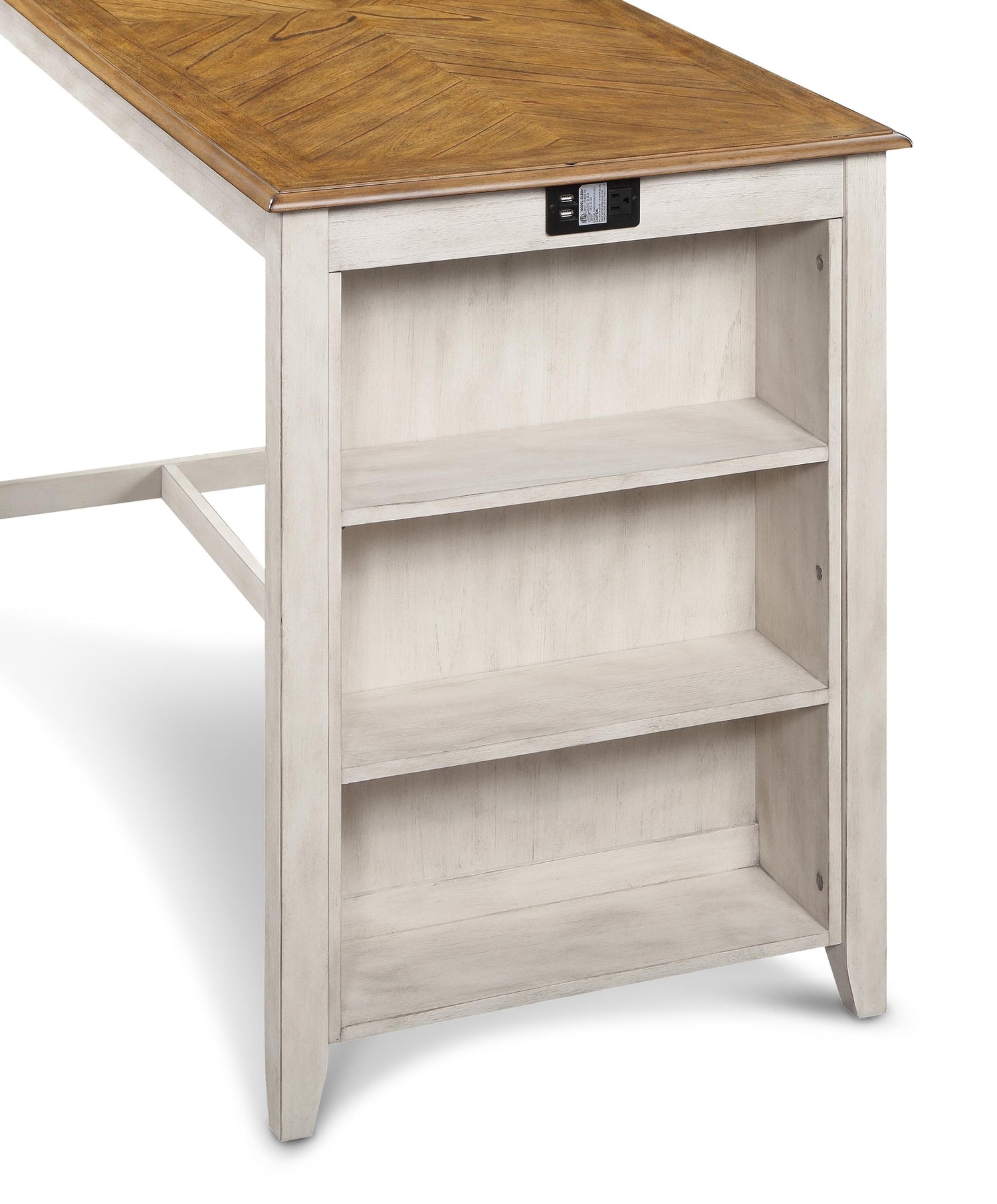 AMY 60" COUNTER TABLE+CHAIRS W/STG (5 PC) -2 TONE BISQUE