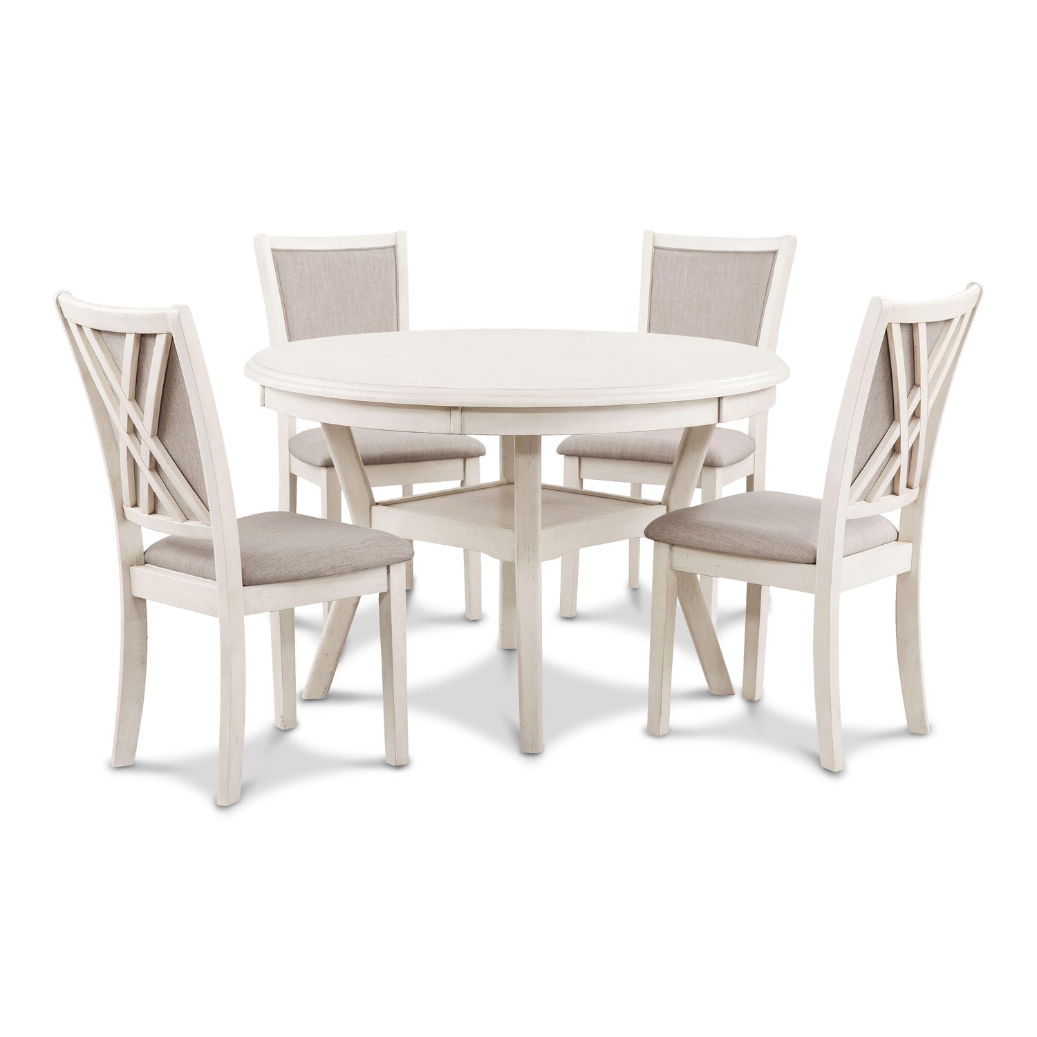 AMY 5PC ROUND DINING SET- BISQUE