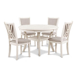 AMY 5PC ROUND DINING SET- BISQUE