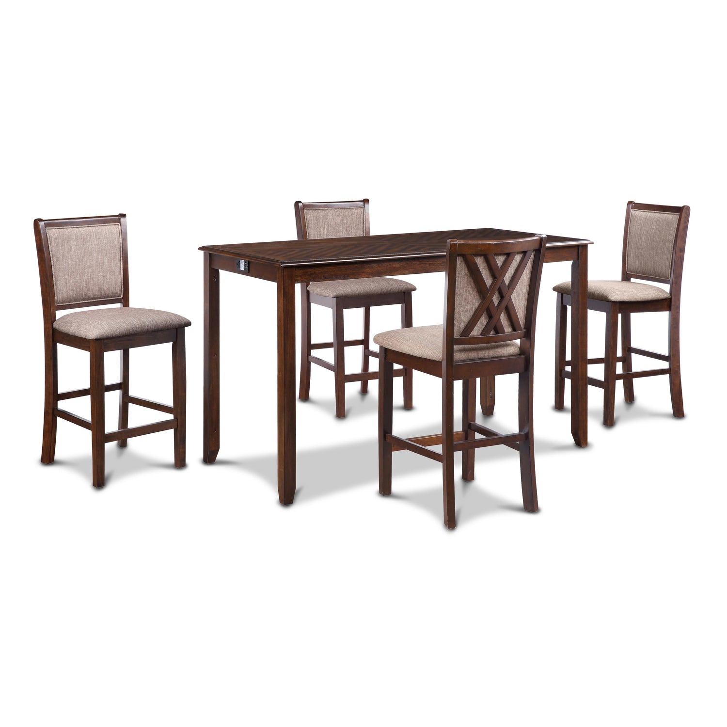 AMY 60" COUNTER TABLE+CHAIRS W/STG (5 PC) -CHERRY