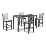 AMY 60" COUNTER TABLE+CHAIRS W/STG (5 PCS) -GRAY