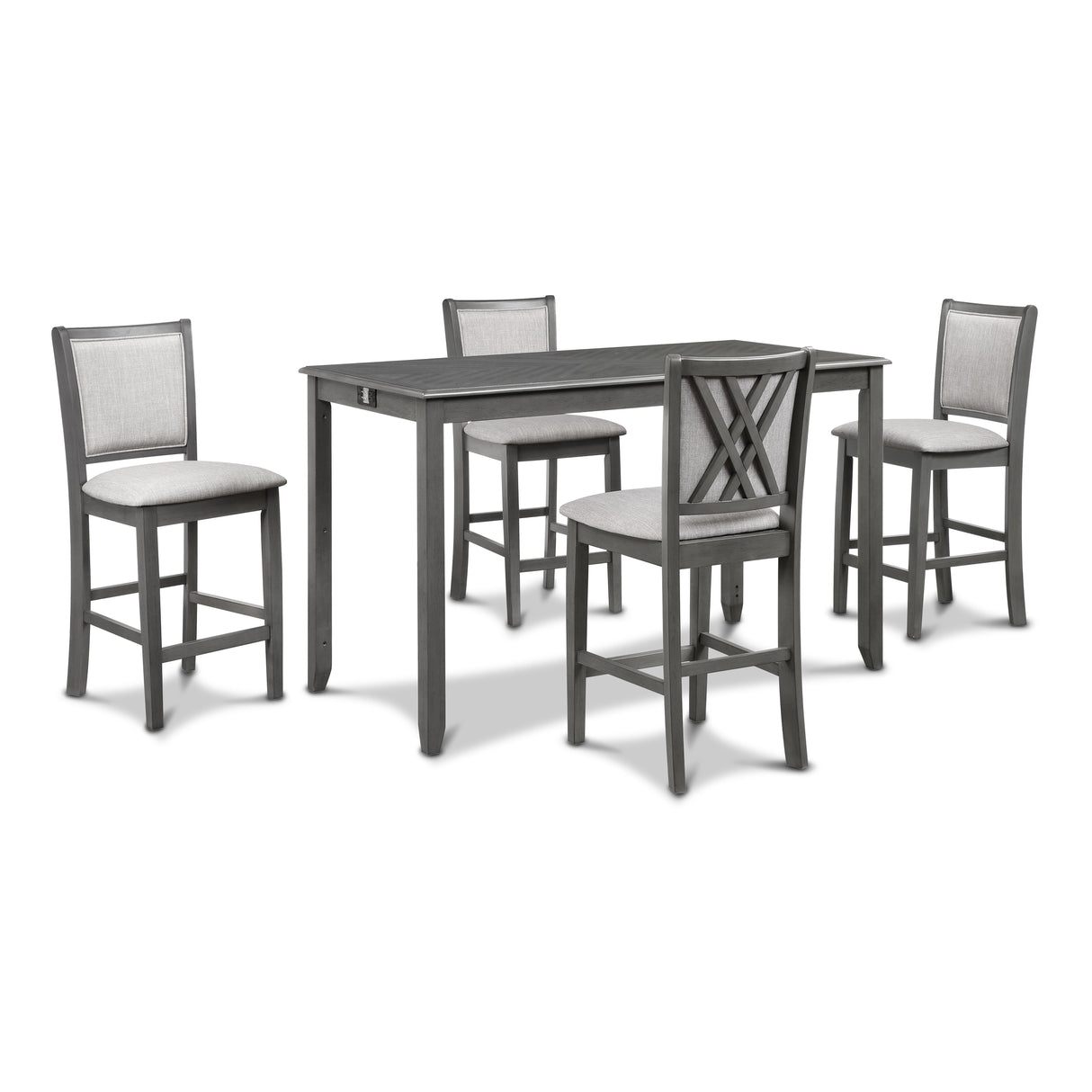 AMY 60" COUNTER TABLE+CHAIRS W/STG (5 PCS) -GRAY