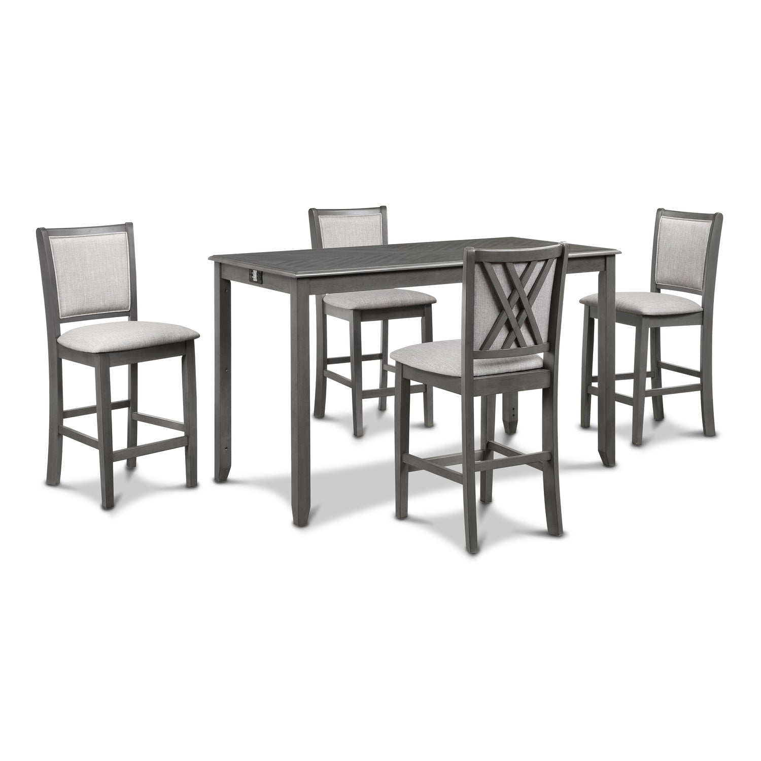 AMY 60" COUNTER TABLE+CHAIRS W/STG (5 PCS) -GRAY