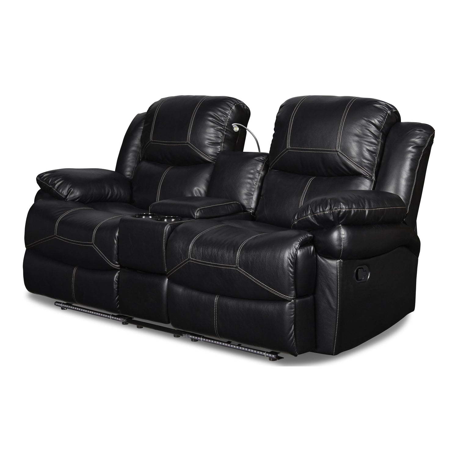 FLYNN CONSOLE LOVESEAT W/ READING LIGHT- BLACK