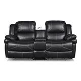 FLYNN CONSOLE LOVESEAT W/ READING LIGHT- BLACK