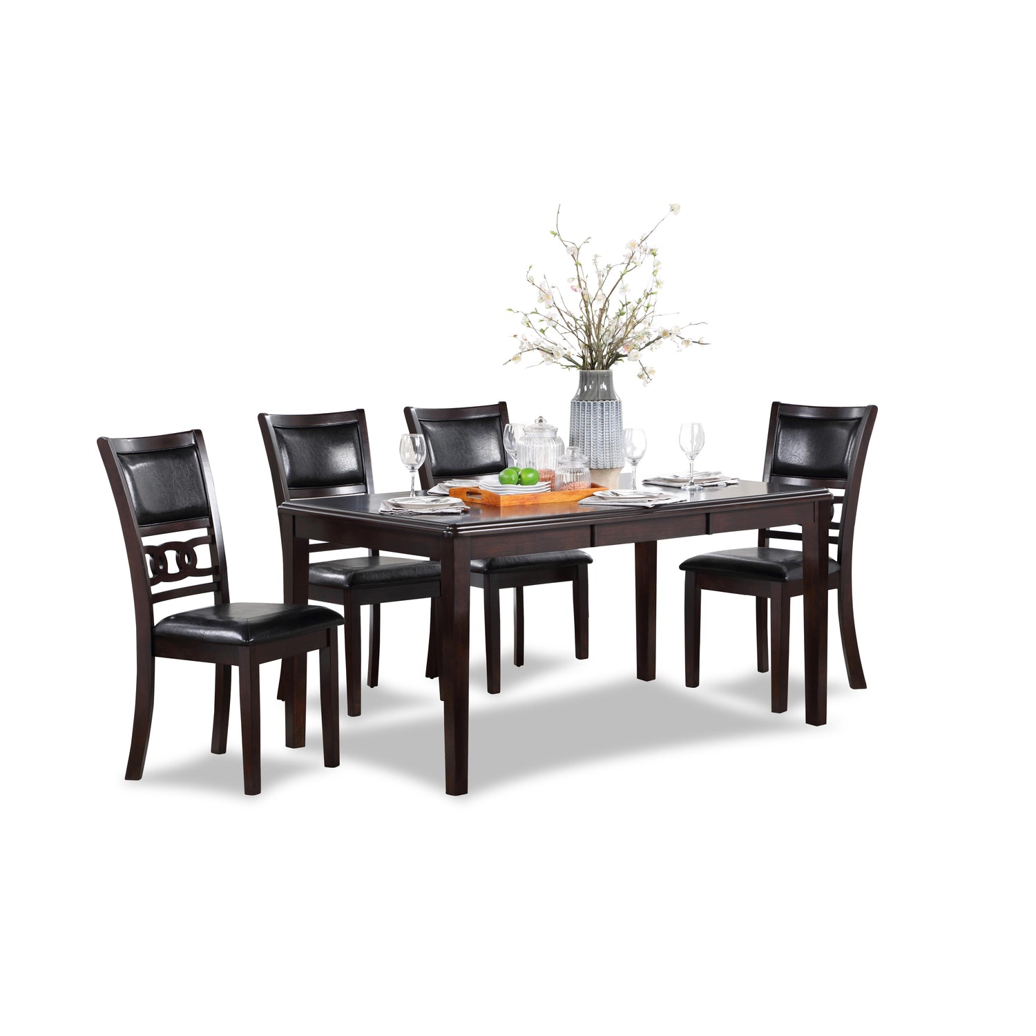 GIA 60" DINING TABLE+CHAIRS (5 PCS/CTN) -EBONY