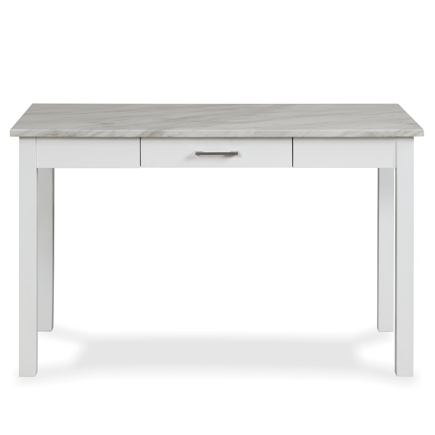 CELESTE DESK W/WHITE/GRAY FAUX MARBLE TOP-WHITE BASE