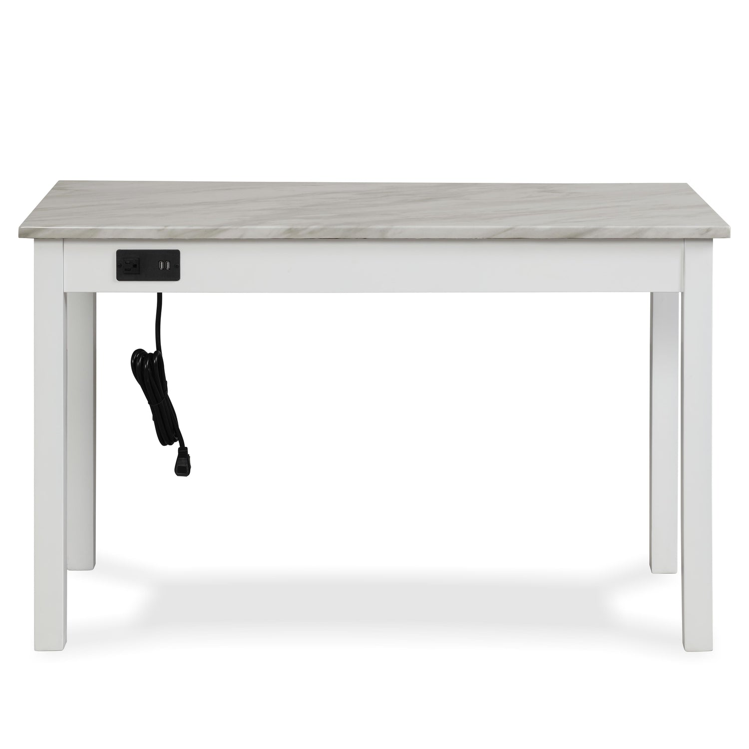 CELESTE DESK W/WHITE/GRAY FAUX MARBLE TOP-WHITE BASE