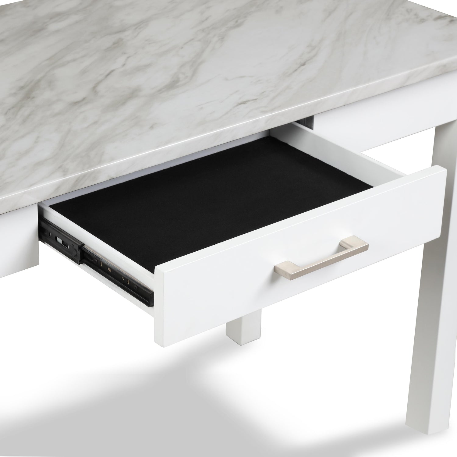 CELESTE DESK W/WHITE/GRAY FAUX MARBLE TOP-WHITE BASE