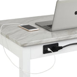 CELESTE DESK W/WHITE/GRAY FAUX MARBLE TOP-WHITE BASE