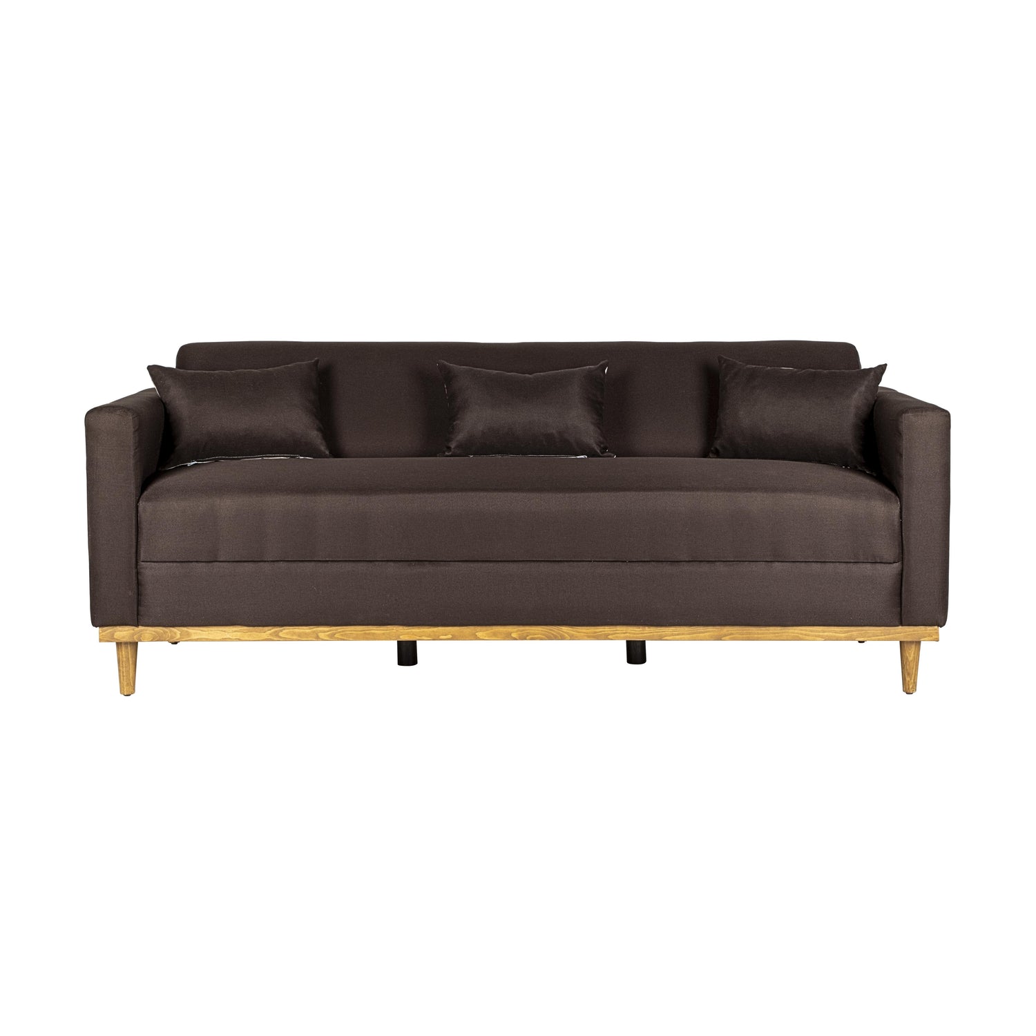 AIDEN SOFA W/3 THROW PILLOWS-CHOCOLATE
