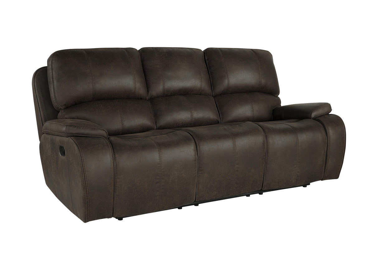 BROOKINGS SOFA W/DUAL RECLINER-BROWN