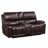CICERO CONSOLE LOVESEAT W/ PWR FR & HR-BROWN