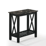 EDEN CHAIRSIDE TABLE-BLACK W/FAUX MARBLE TOP