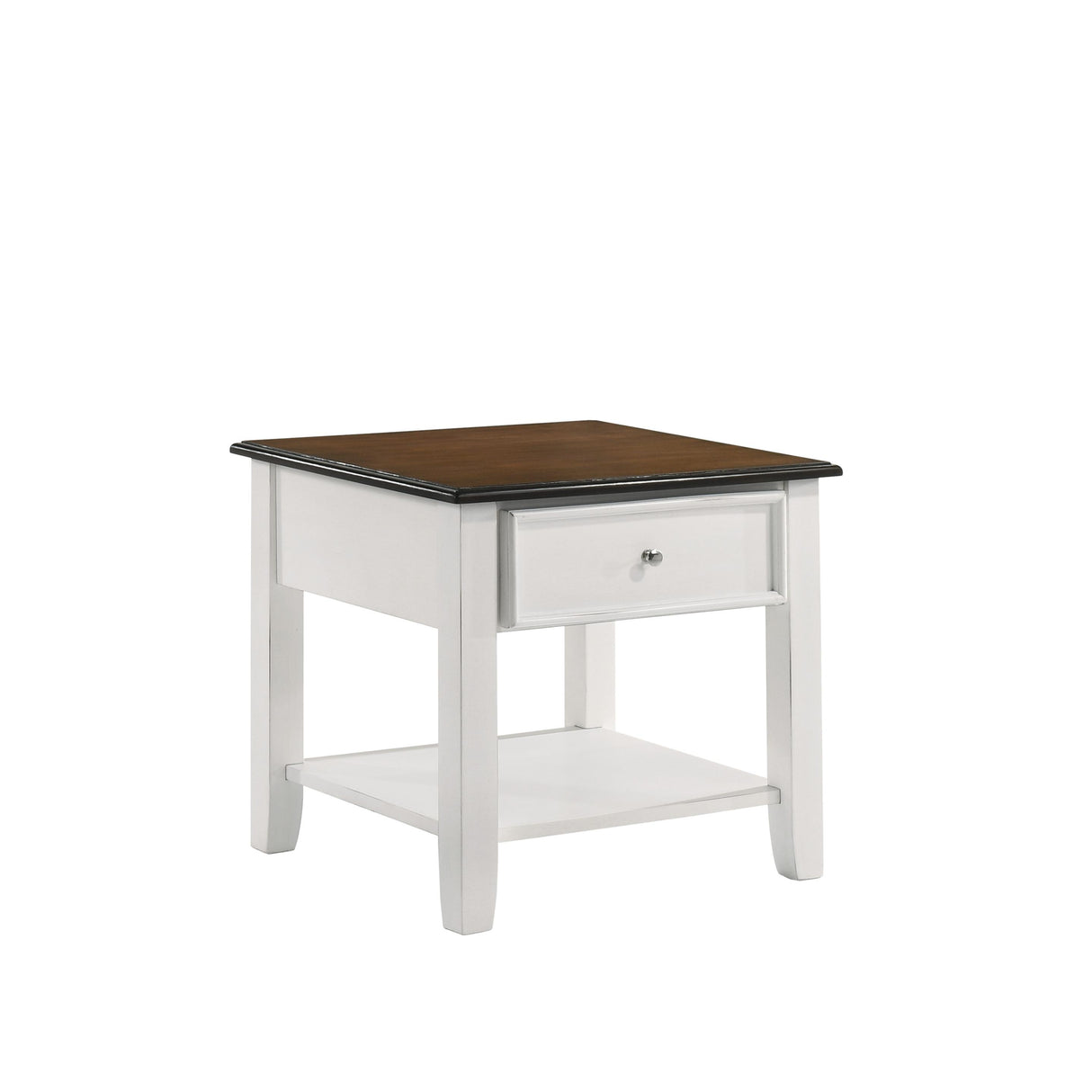 EVANDER END TABLE WITH DRAWER-TWO TONE CREME/BROWN