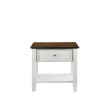EVANDER END TABLE WITH DRAWER-TWO TONE CREME/BROWN