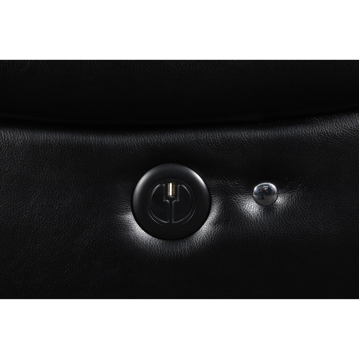 FLYNN SOFA W/LIGHTED BASE & PWR FR-BLACK