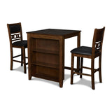GIA 30" COUNTER TABLE W/2 CHAIRS & STG SHELF-BROWN