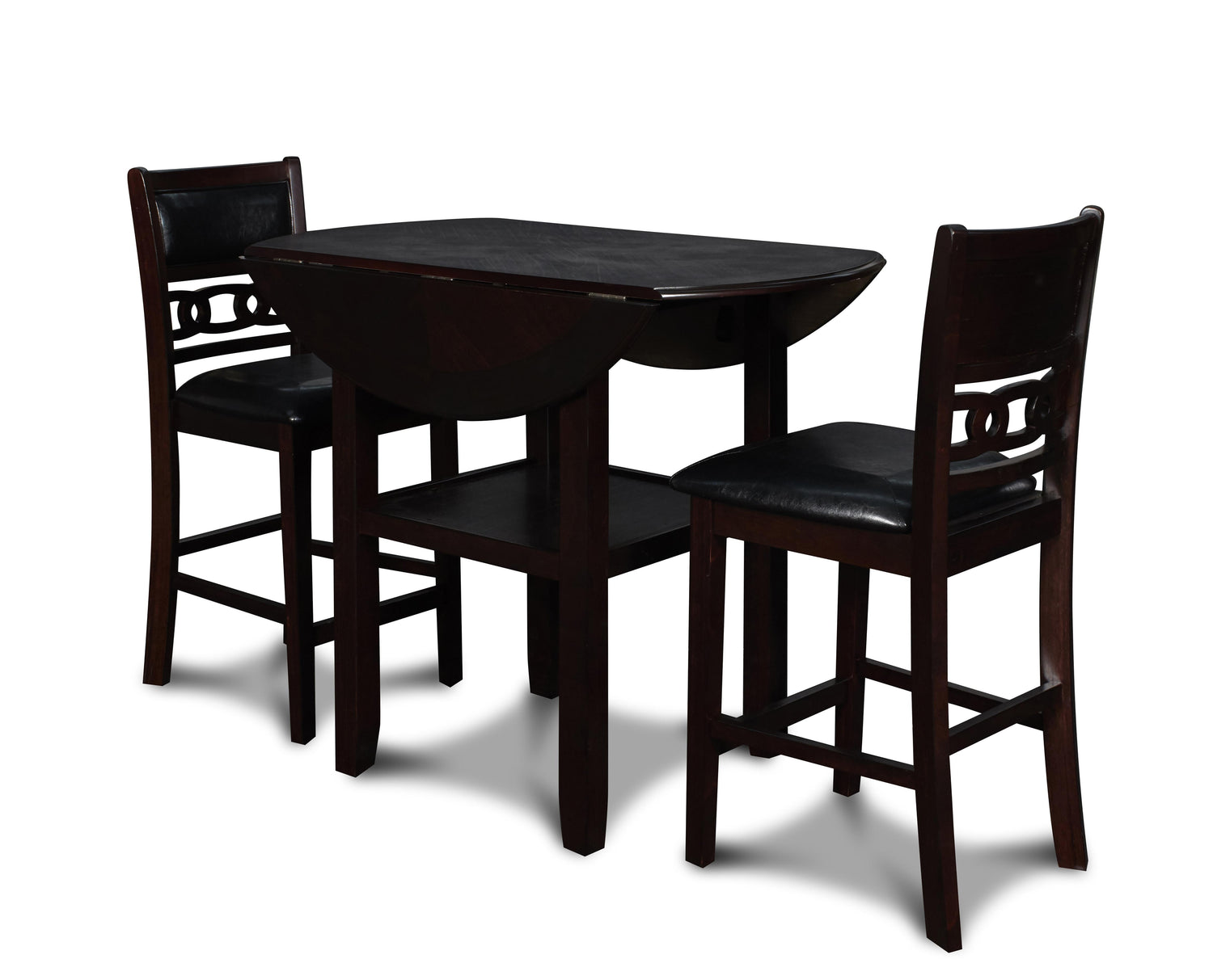 GIA 42" COUNTER DROP LEAF TABLE W/2 CHAIRS-EBONY