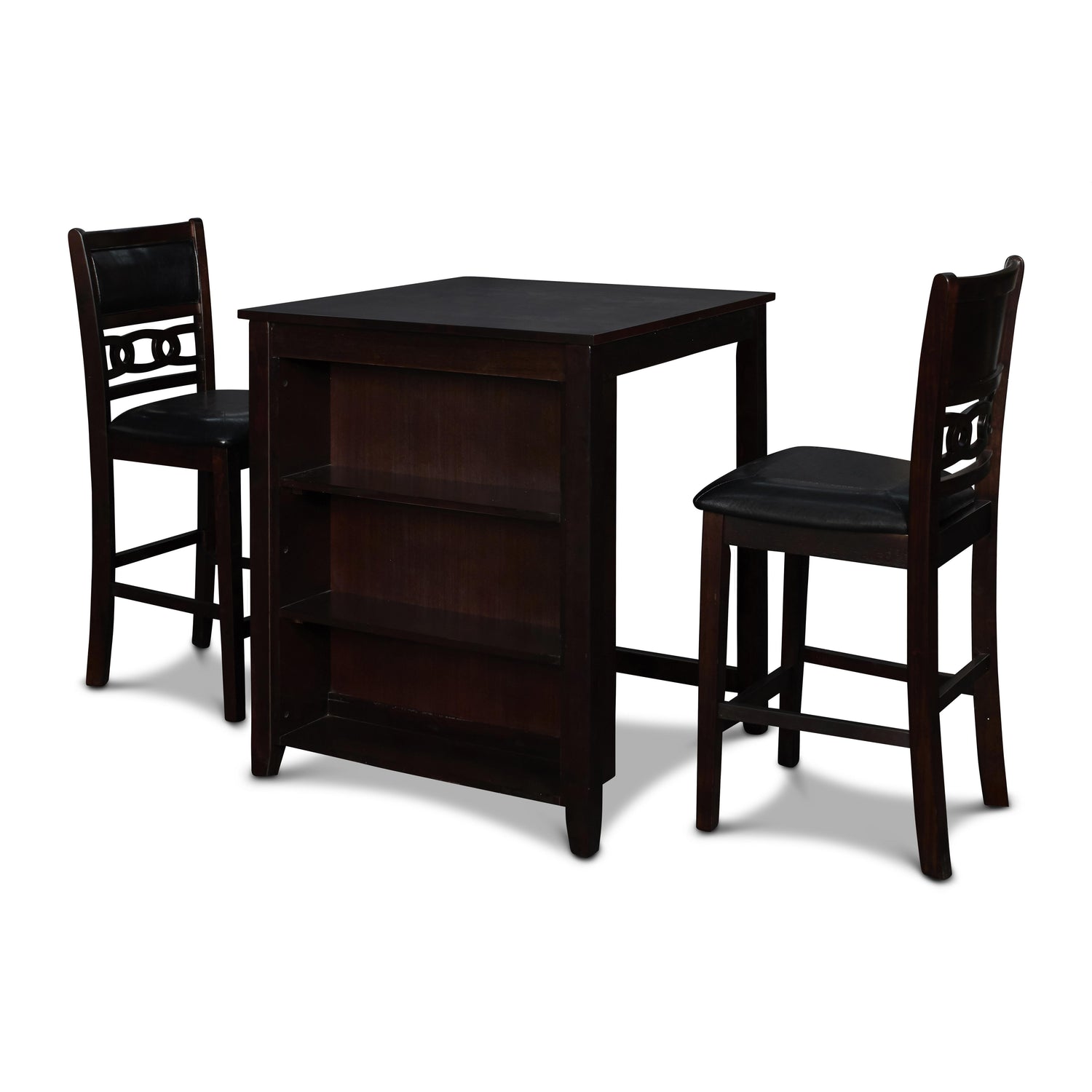 GIA 30" COUNTER TABLE W/2 CHAIRS & STG SHELF-EBONY