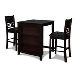 GIA 30" COUNTER TABLE W/2 CHAIRS & STG SHELF-EBONY
