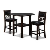 GIA 42" COUNTER DROP LEAF TABLE W/2 CHAIRS-EBONY