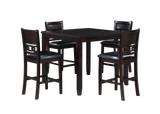 GIA 5PC 42" SQUARE COUNTER TABLE & 4 CHAIRS-EBONY