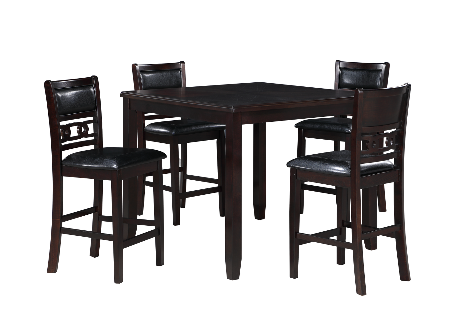 GIA 5PC 42" SQUARE COUNTER TABLE & 4 CHAIRS-EBONY