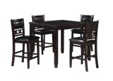 GIA 5PC 42" SQUARE COUNTER TABLE & 4 CHAIRS-EBONY