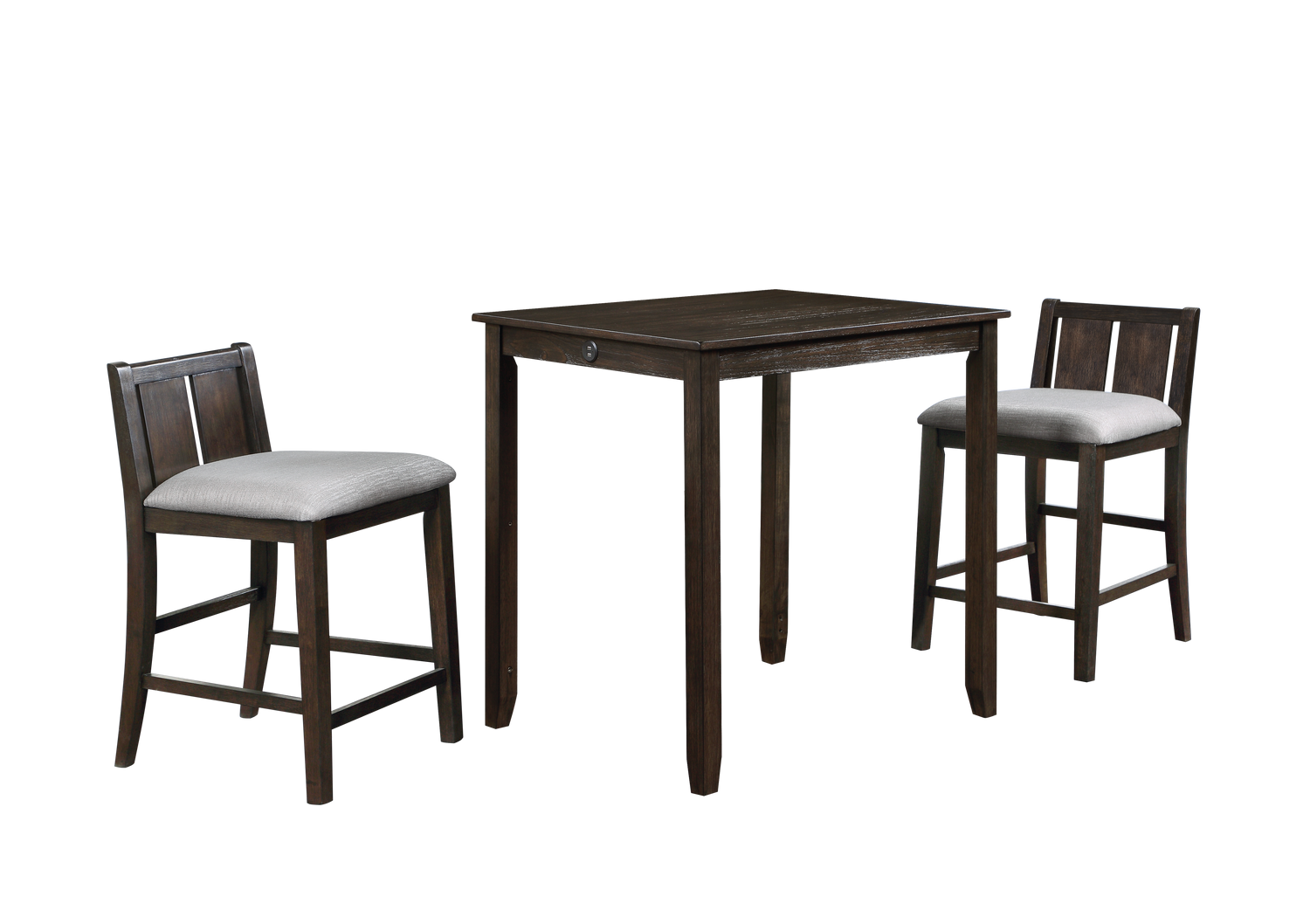 HESTON 36" STORAGE COUNTER TABLE SET W/2 CHAIRS-CHERRY