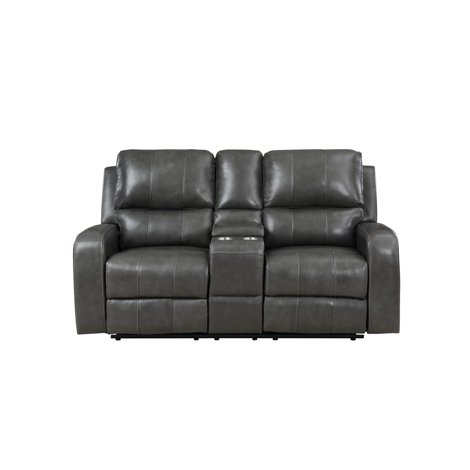 LINTON LEATHER CONSOLE LOVESEAT W/ PWR FR-GRAY