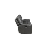 LINTON LEATHER SOFA W/DUAL RECLINER-GRAY
