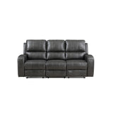 LINTON LEATHER SOFA W/ PWR FR-GRAY
