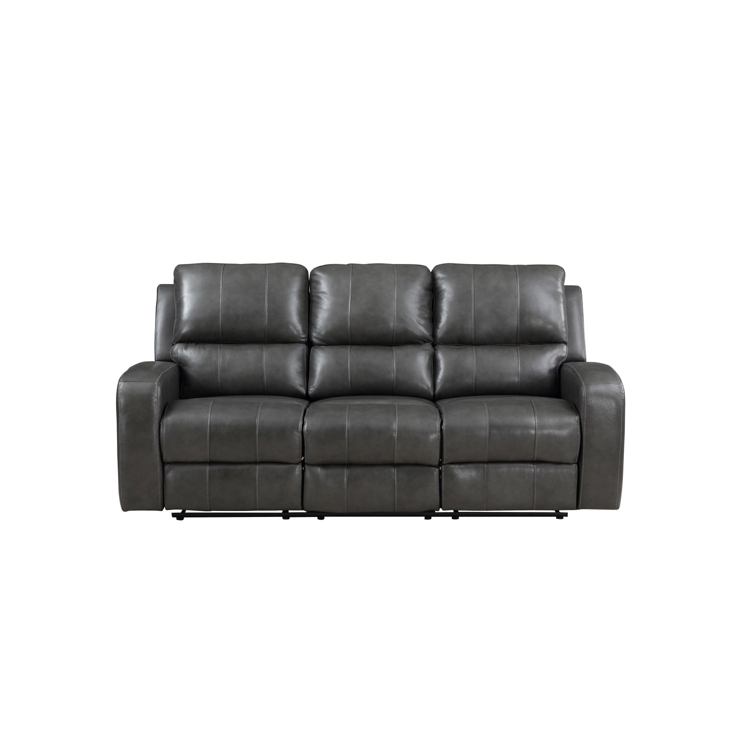 LINTON LEATHER SOFA W/ PWR FR-GRAY