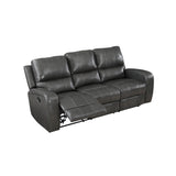 LINTON LEATHER SOFA W/DUAL RECLINER-GRAY