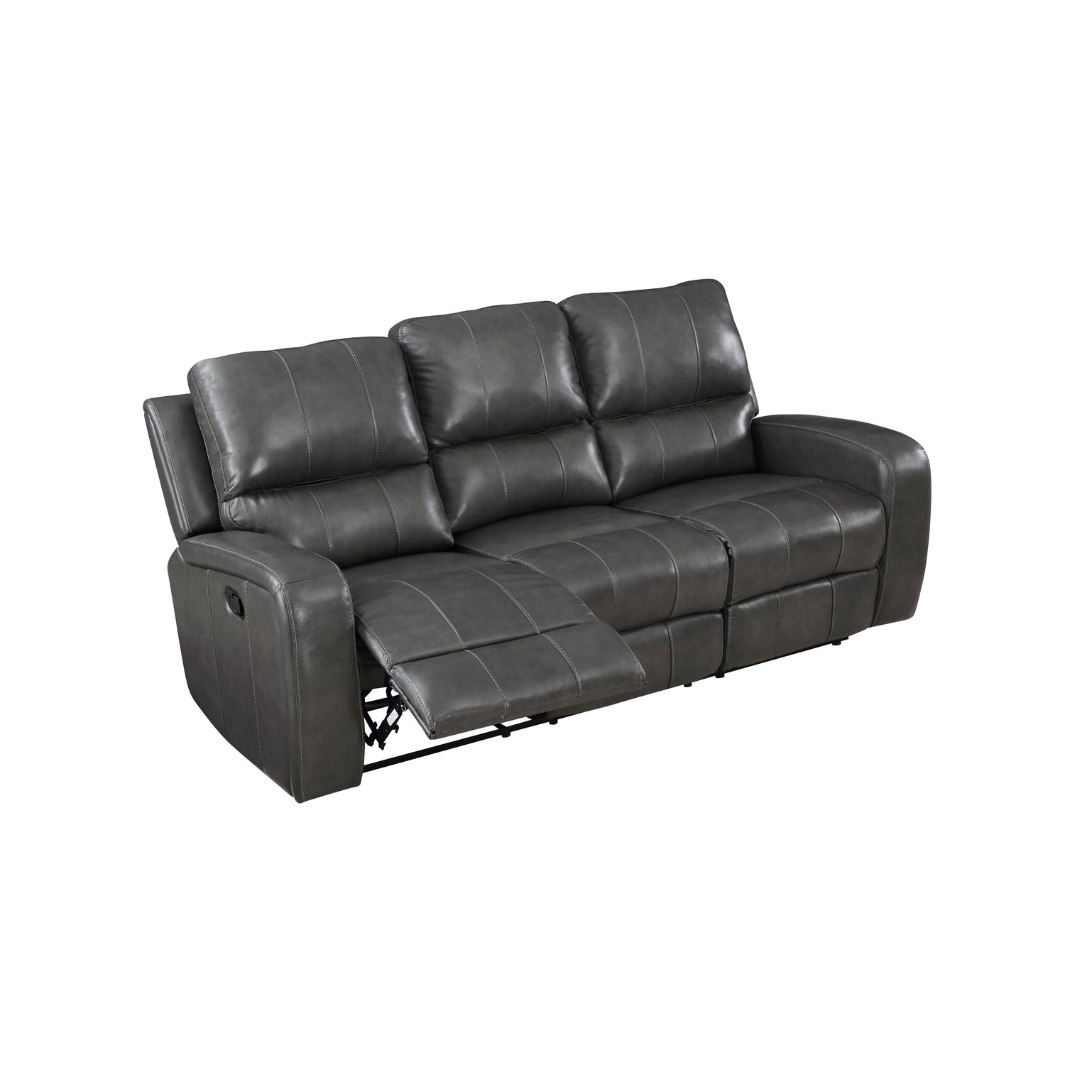 LINTON LEATHER SOFA W/ PWR FR-GRAY
