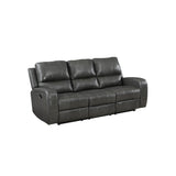 LINTON LEATHER SOFA W/ PWR FR-GRAY