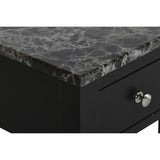 NOAH END TABLE WITH DRAWER-BLACK W/ FAUX MARBLE TOP