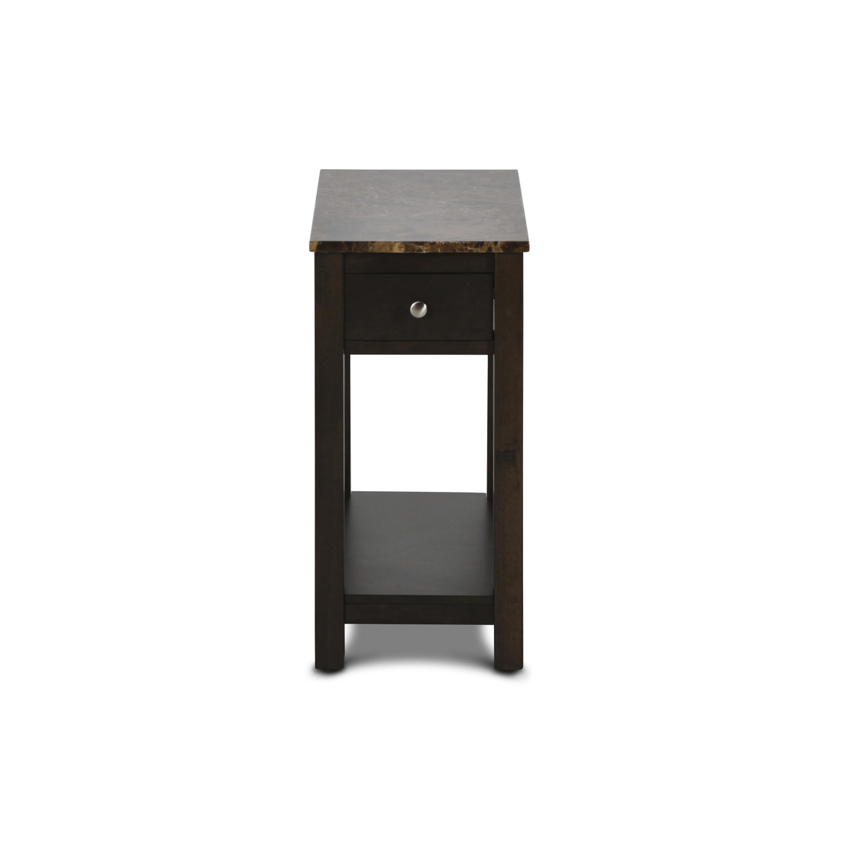 NOAH END TABLE WITH DRAWER-ESPRESSO W/FAUX MARBLE TOP