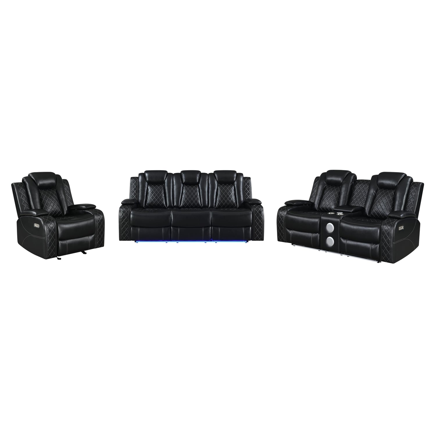 ORION SOFA W/DUAL RECLINER-BLACK