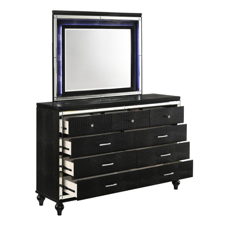 VALENTINO LIGHTED MIRROR-BLACK - galleria furniture outlet