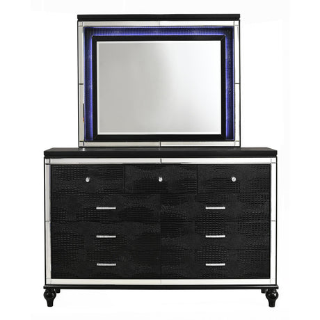VALENTINO LIGHTED MIRROR-BLACK - galleria furniture outlet