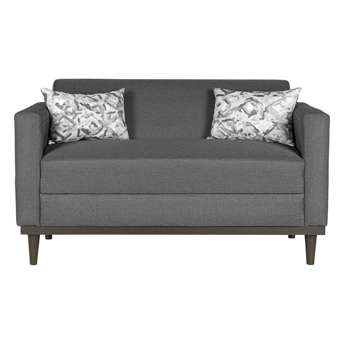 AIDEN LOVESEAT W/2 THROW PILLOWS-SILVER GRAY